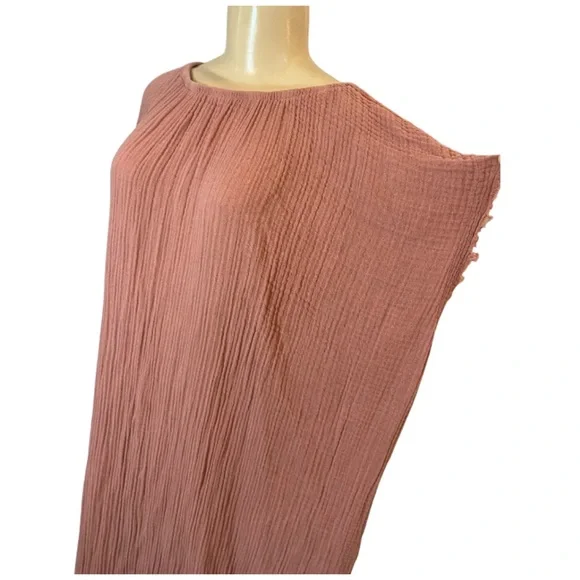 9seed Caftan Featuring On Seam Pockets Raw Edges Gauze Maxi Cotton Dress - Picture 3 of 8